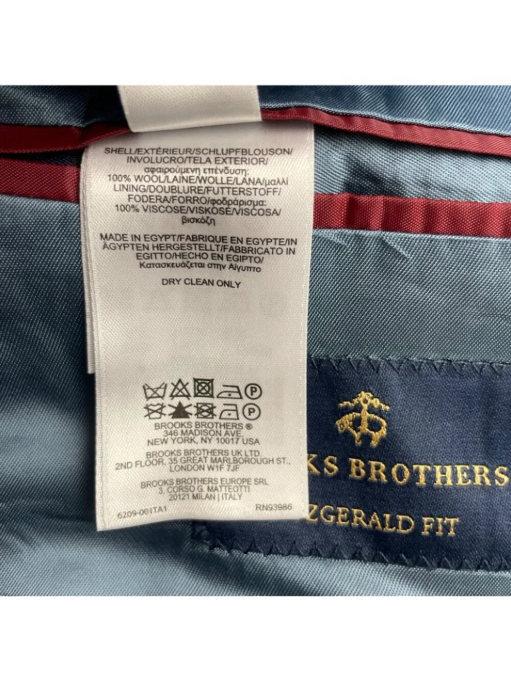 Brooks Brothers Men's Fitzgerald 100% Wool Blazer Blue Houndstooth Plaid • 46R